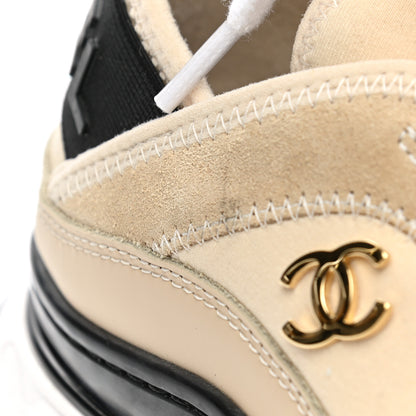 Chanel Velvet Calfskin Mixed Fibers CC Sneakers 38 Beige 9 of 10