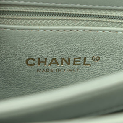 Chanel Lambskin Chevron Quilted Small Trendy CC Dual Handle Flap Bag Light Green 6 of 10