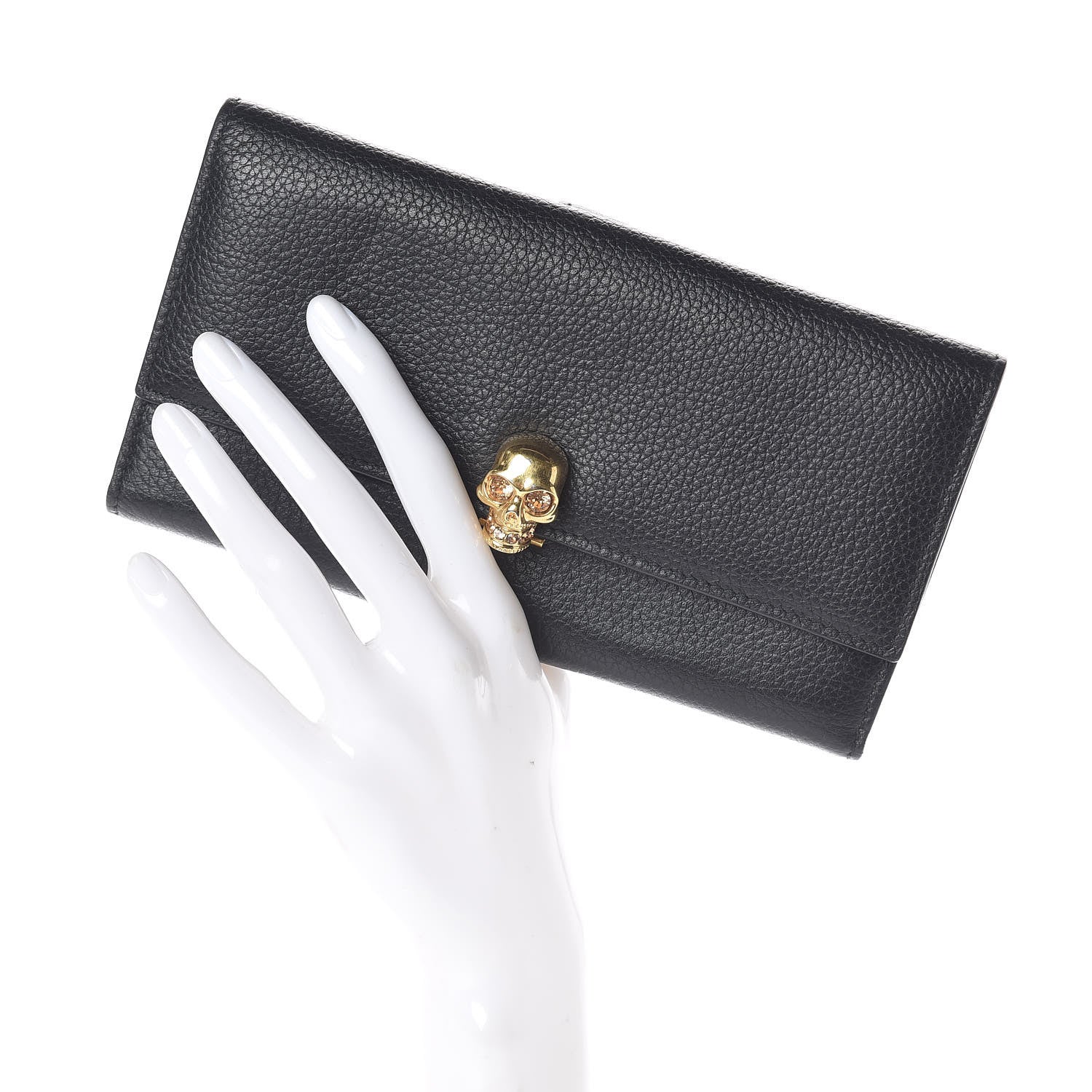Alexander McQueen Calfskin Skull Continental Wallet Black 2 of 7