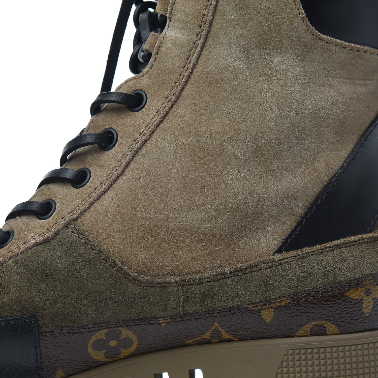 Louis Vuitton Suede Calfskin Monogram Laureate Platform Desert Boots 38.5 Beige 15 of 17