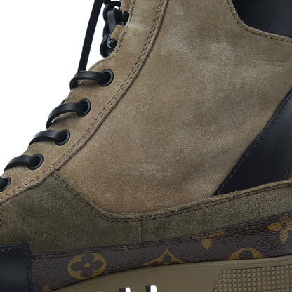 Louis Vuitton Suede Calfskin Monogram Laureate Platform Desert Boots 38.5 Beige 15 of 17