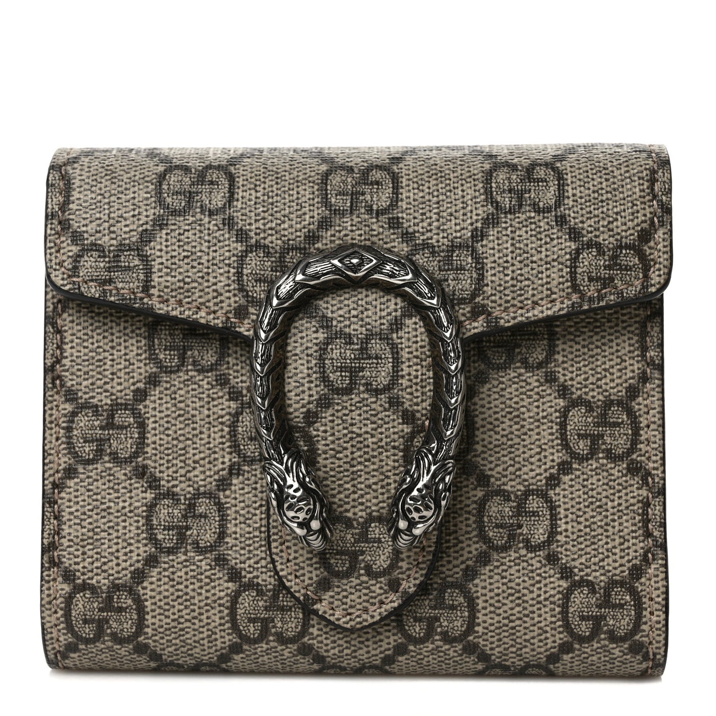 GG Supreme Monogram Dionysus Card Case Wallet Beige Taupe