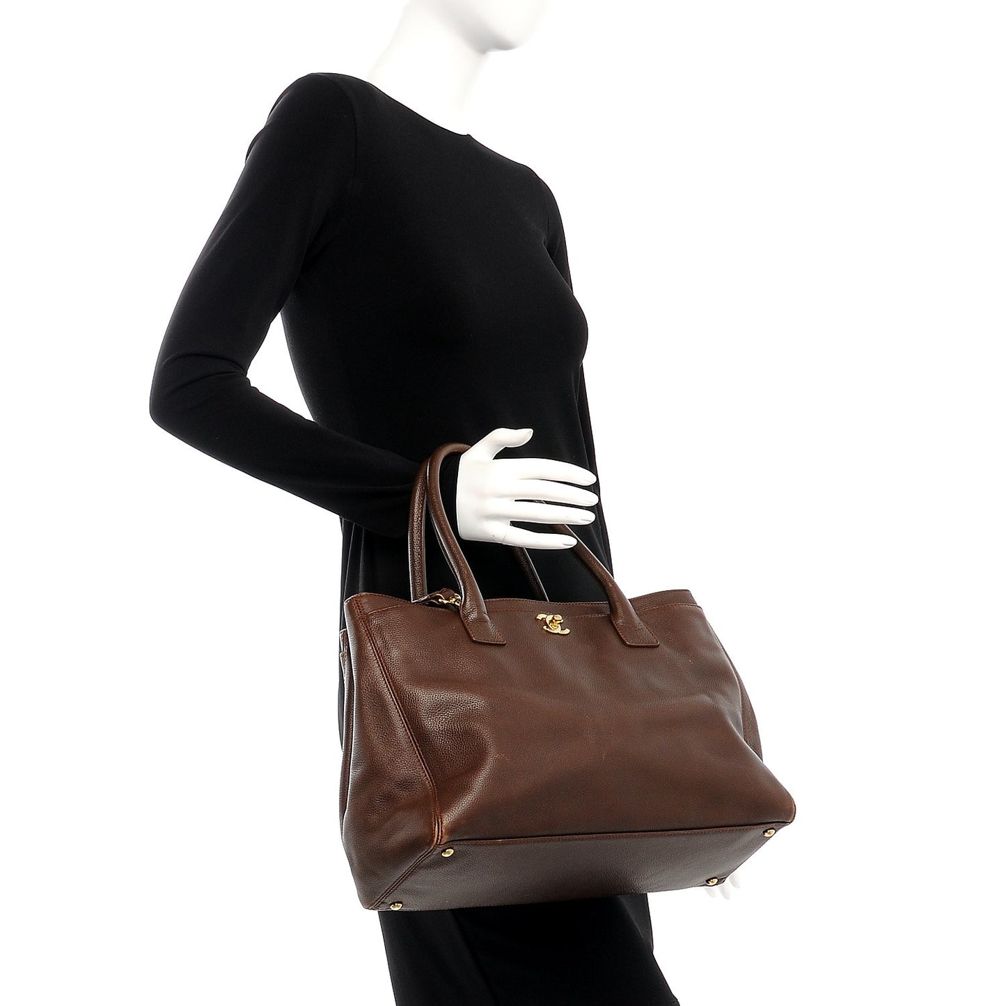 Calfskin Cerf Executive Shopper Tote Brown