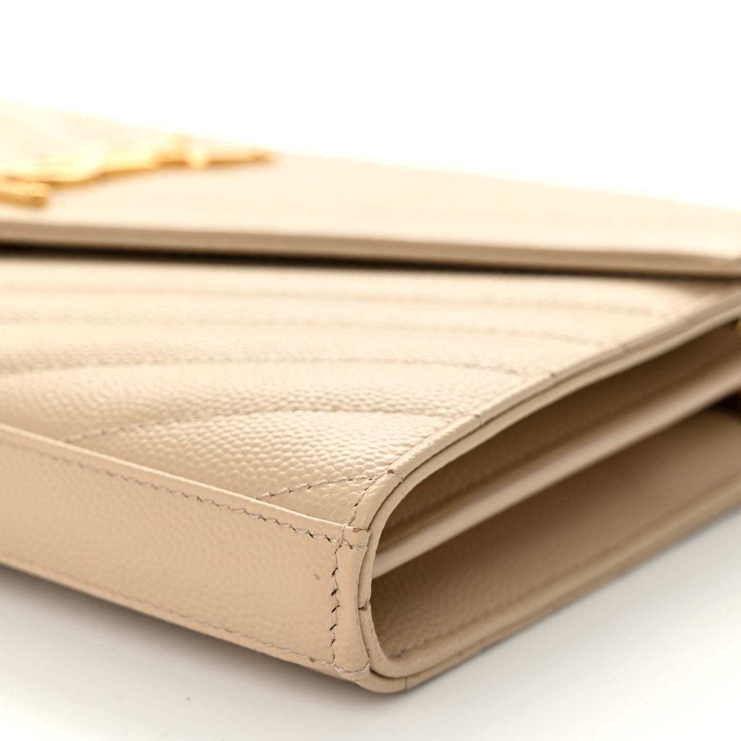 Grain De Poudre Matelasse Chevron Monogram Chain Wallet Dark Beige