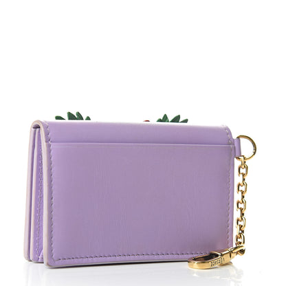 Versace Calfskin Flower Barocco Coin Pouch Violet 3 of 6