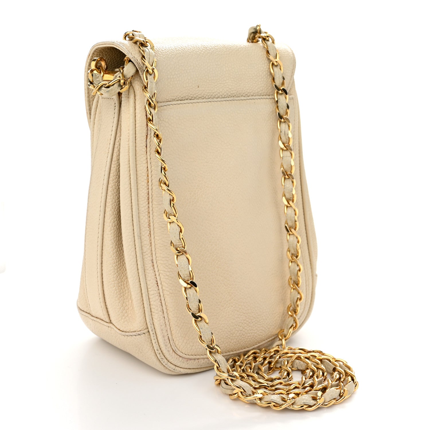 Chanel Caviar Vertical Chain Crossbody Ivory 3 of 13