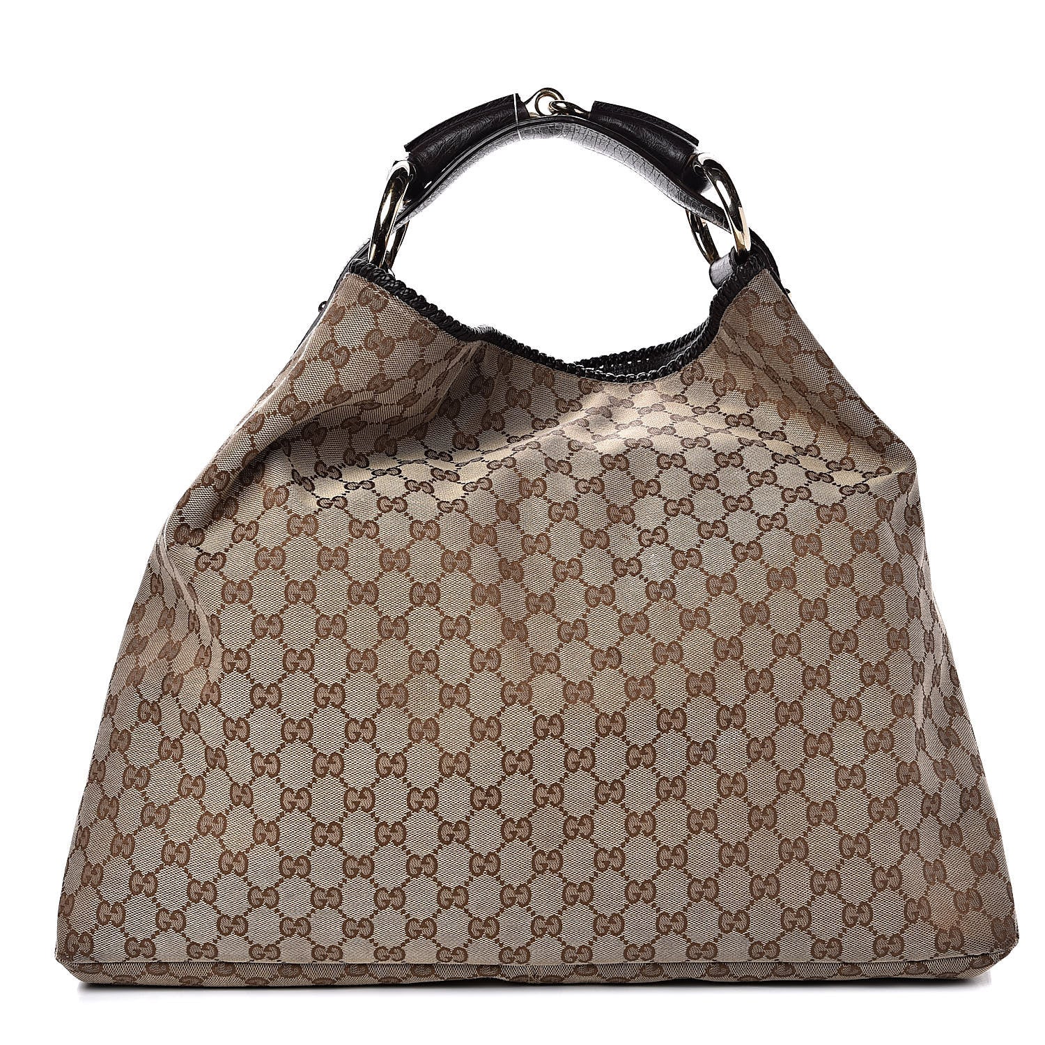Gucci Monogram Large Horsebit Chain Hobo Dark Brown 1 of 13