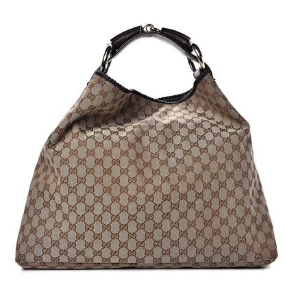 Gucci Monogram Large Horsebit Chain Hobo Dark Brown 1 of 13