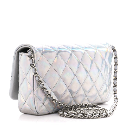 Chanel Iridescent Mirror Goatskin Quilted Clutch With Chain Silver 3 of 11