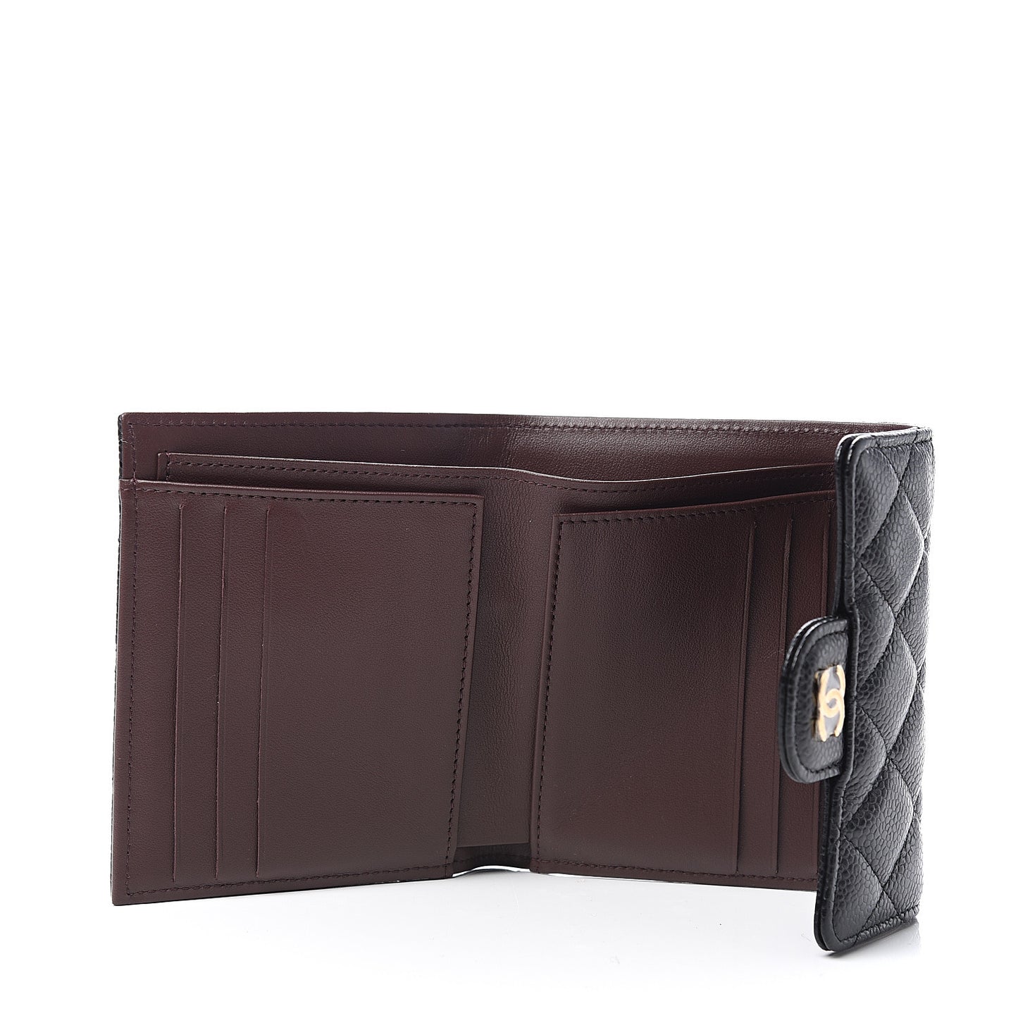Caviar Quilted Compact Flap Wallet Black