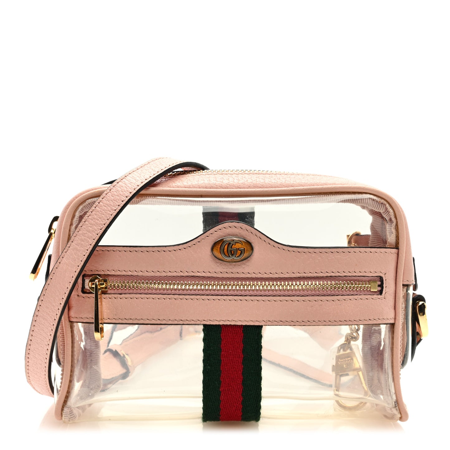Vinyl Web Mini Ophidia Transparent Shoulder Bag Perfect Pink