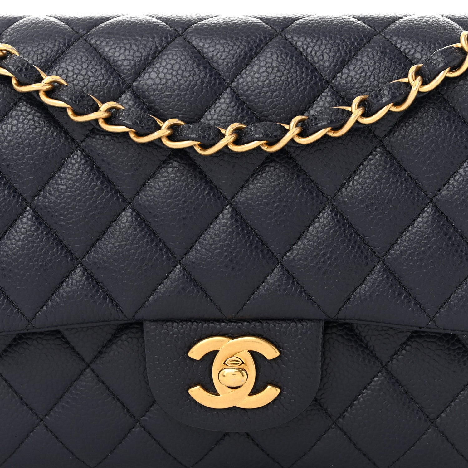 Chanel Caviar Quilted Medium Double Flap Navy 8 of 10