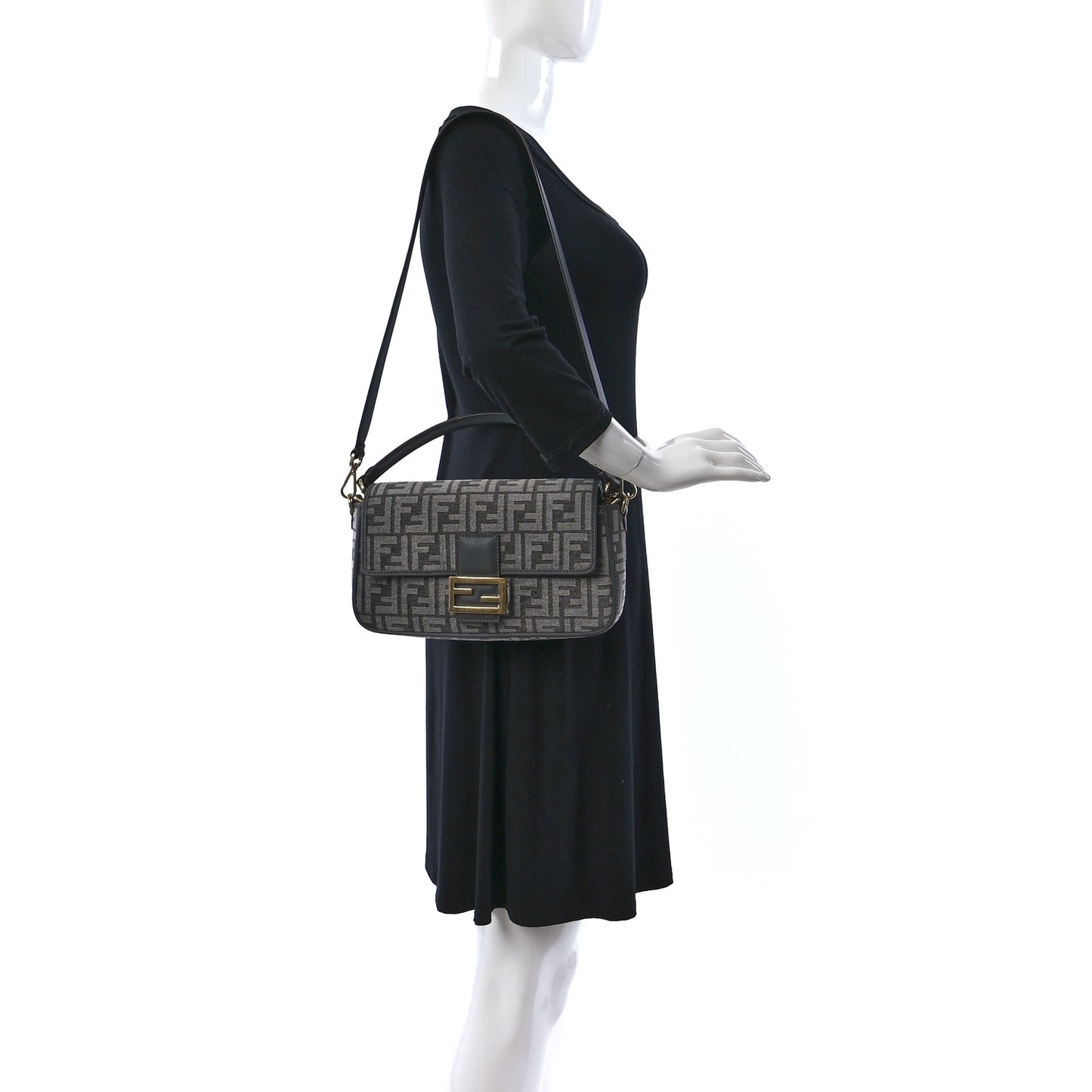 Chenille FF Embroidered Baguette Antracite Asfalto