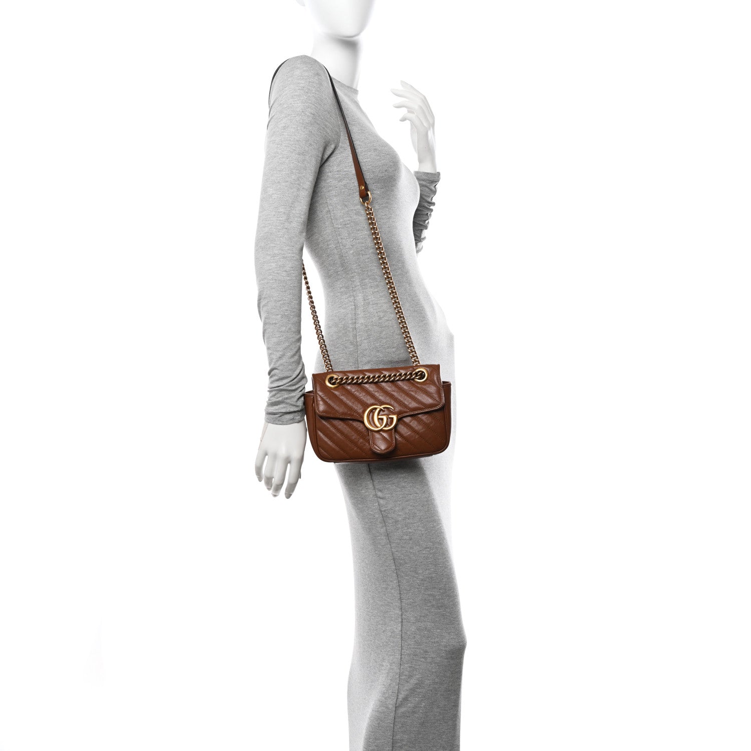 Gucci Azalea Calfskin Matelasse Diagonal Mini GG Marmont Shoulder Bag Cuir 2 of 18