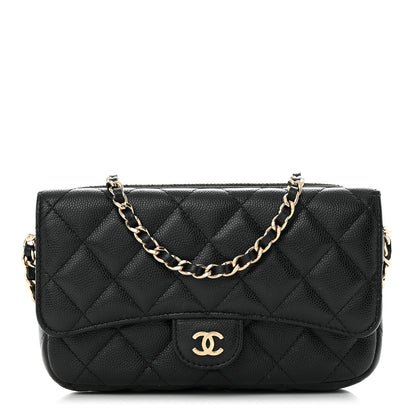 Chanel Caviar Quilted Flap Phone Holder With Chain Black 1 of 14