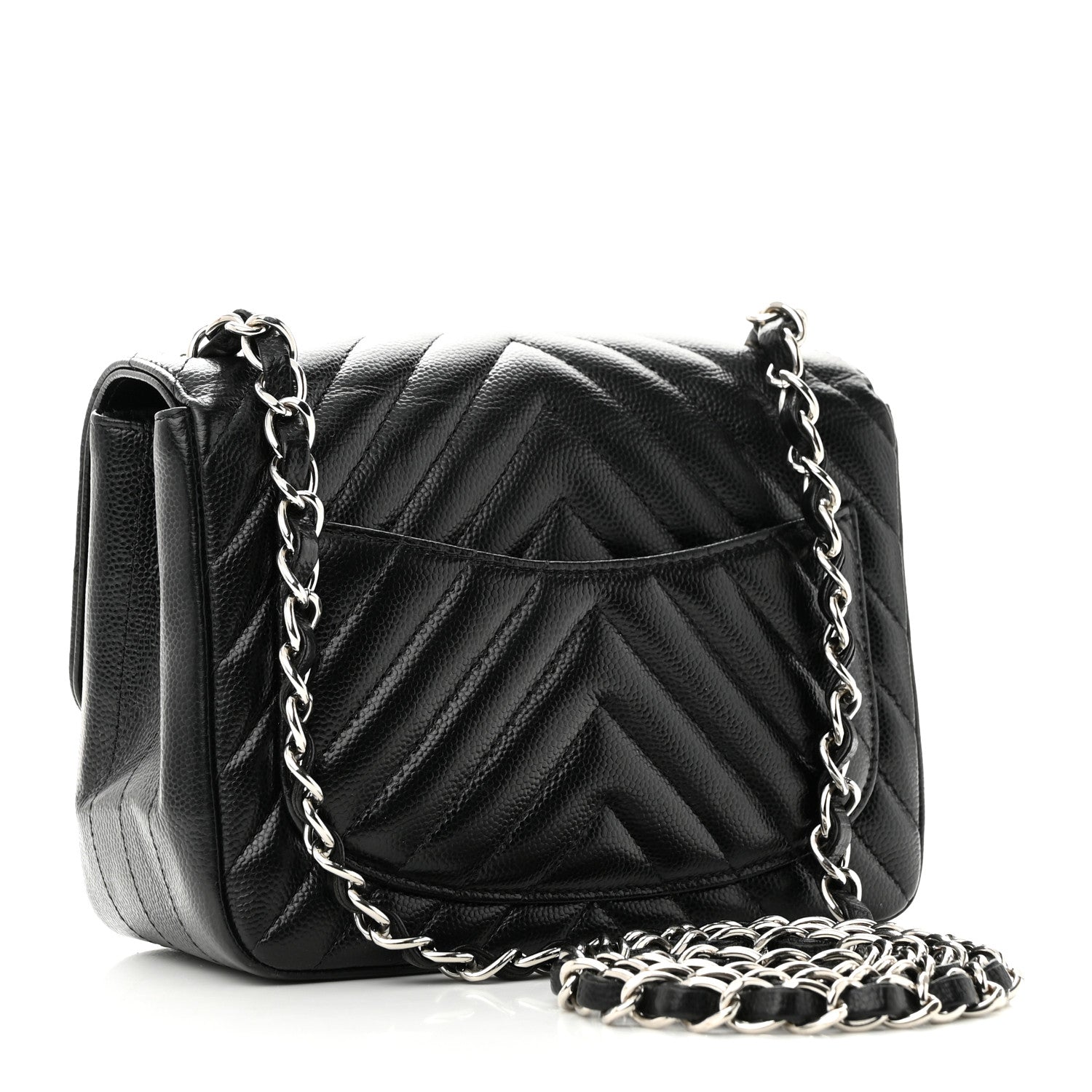 Chanel Caviar Chevron Quilted Mini Square Flap Black 3 of 10