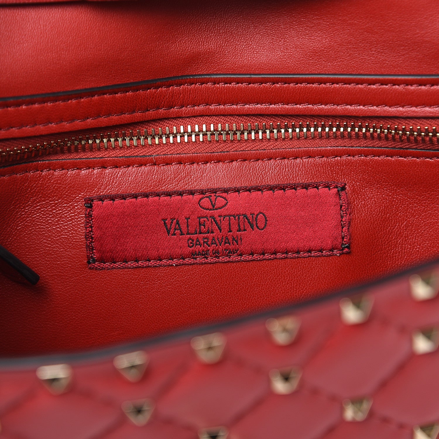 Valentino Garavani Nappa Rockstud Spike Wallet on Chain Rosso Valentino 5 of 9