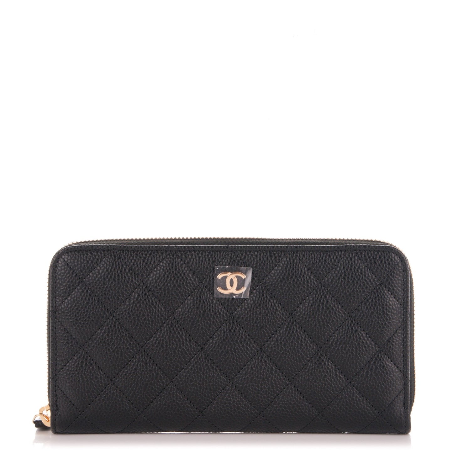 Caviar Quilted Large Gusset Zip Around Wallet Black