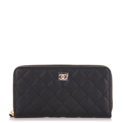 Chanel Caviar Quilted Large Gusset Zip Around Wallet Black 1 of 8