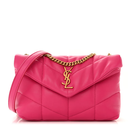 Saint Laurent Lambskin Quilted Toy Loulou Puffer Monogram Chain Satchel Bubblegum 1 of 11
