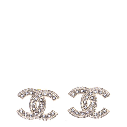 Chanel Crystal Timeless CC Earrings Light Gold 1 of 5
