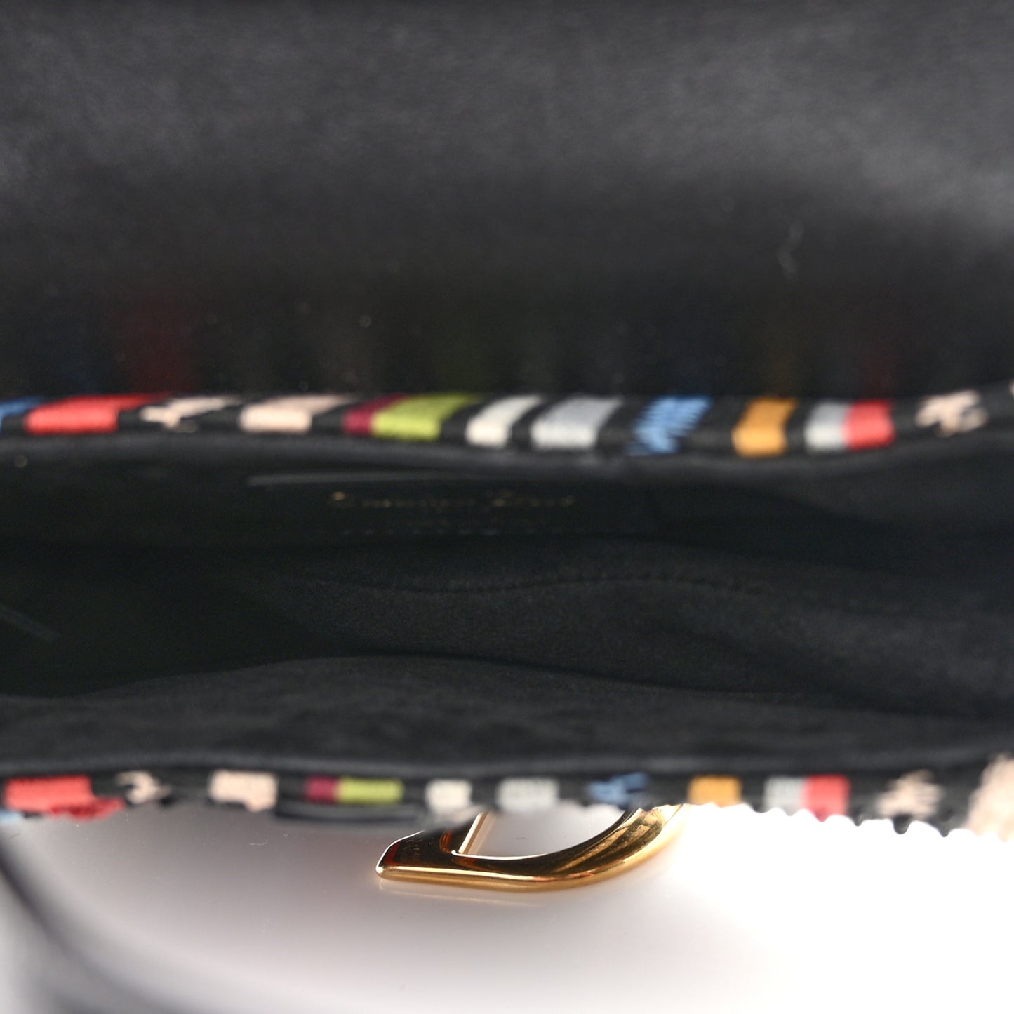 Canvas Embroidered Mini Saddle Bag Multicolor