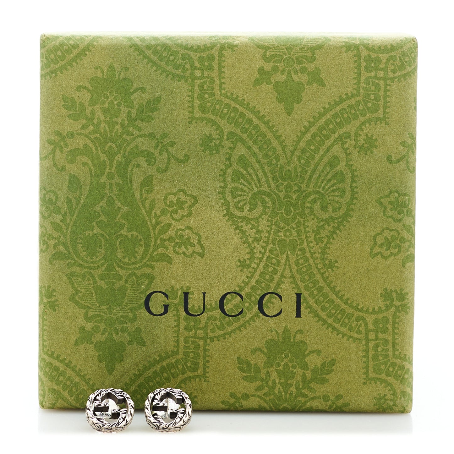 Sterling Silver Textured Interlocking G Stud Earrings
