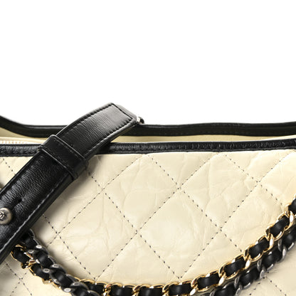 Chanel Aged Calfskin Quilted Medium Gabrielle Hobo Black White 8 of 10