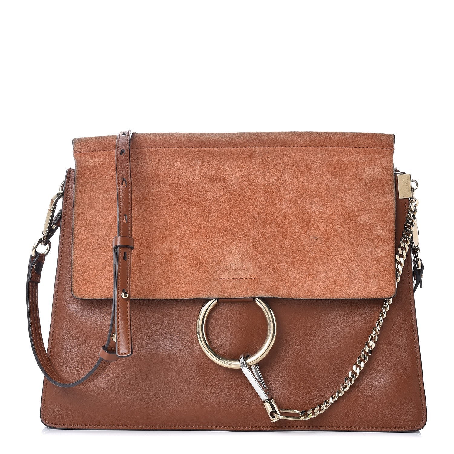 Chloe Suede Calfskin Medium Faye Shoulder Bag Tobacco 1 of 15