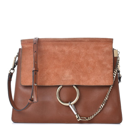 Chloe Suede Calfskin Medium Faye Shoulder Bag Tobacco 1 of 15