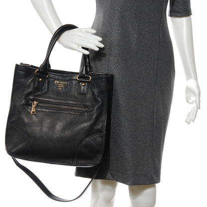 Prada Deerskin Zipper Detail Tote Black 2 of 8