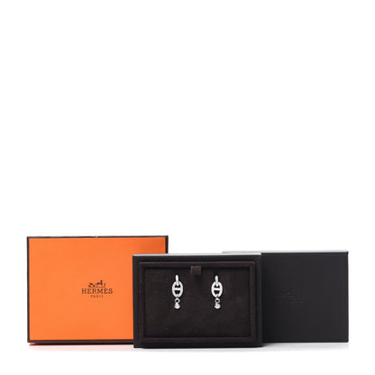 Hermes 18K White Gold Diamond PM Chaine D'Ancre Enchainee Earrings 5 of 5