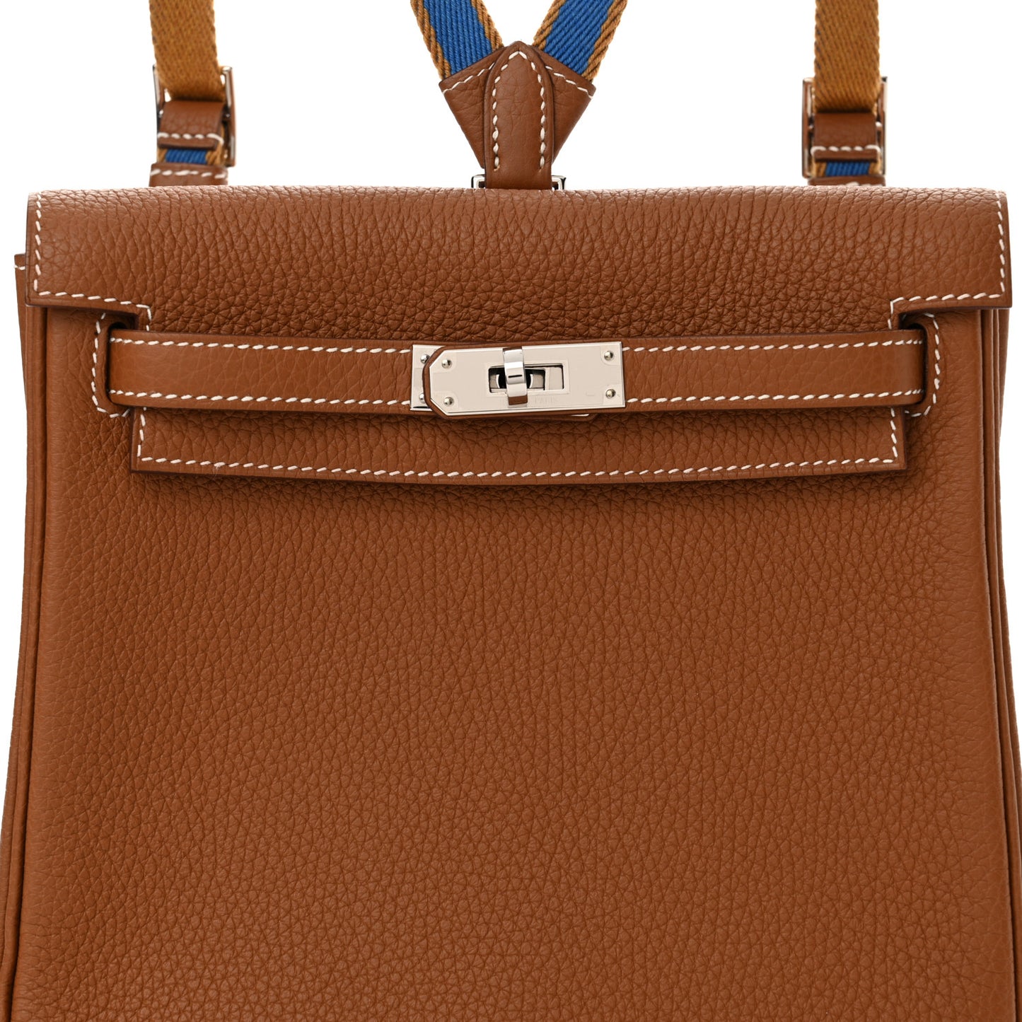 Taurillon Clemence Kelly Amazone Ado Backpack 22 Gold Bleu Zellige Caramel