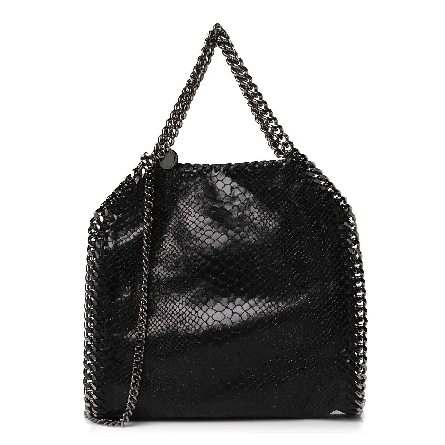 Stella McCartney Faux Snakeskin Small Falabella Fold Over Tote Black 1 of 10