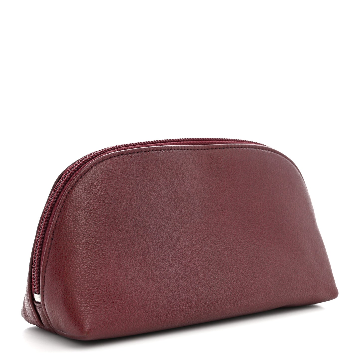Goatskin Camellia Embossed Cosmetic Case Dark Red