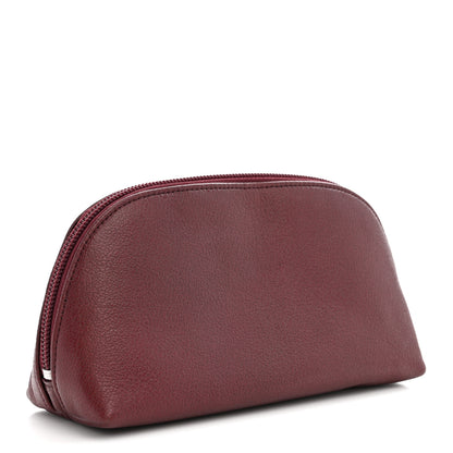Chanel Goatskin Camellia Embossed Cosmetic Case Dark Red 3 of 9