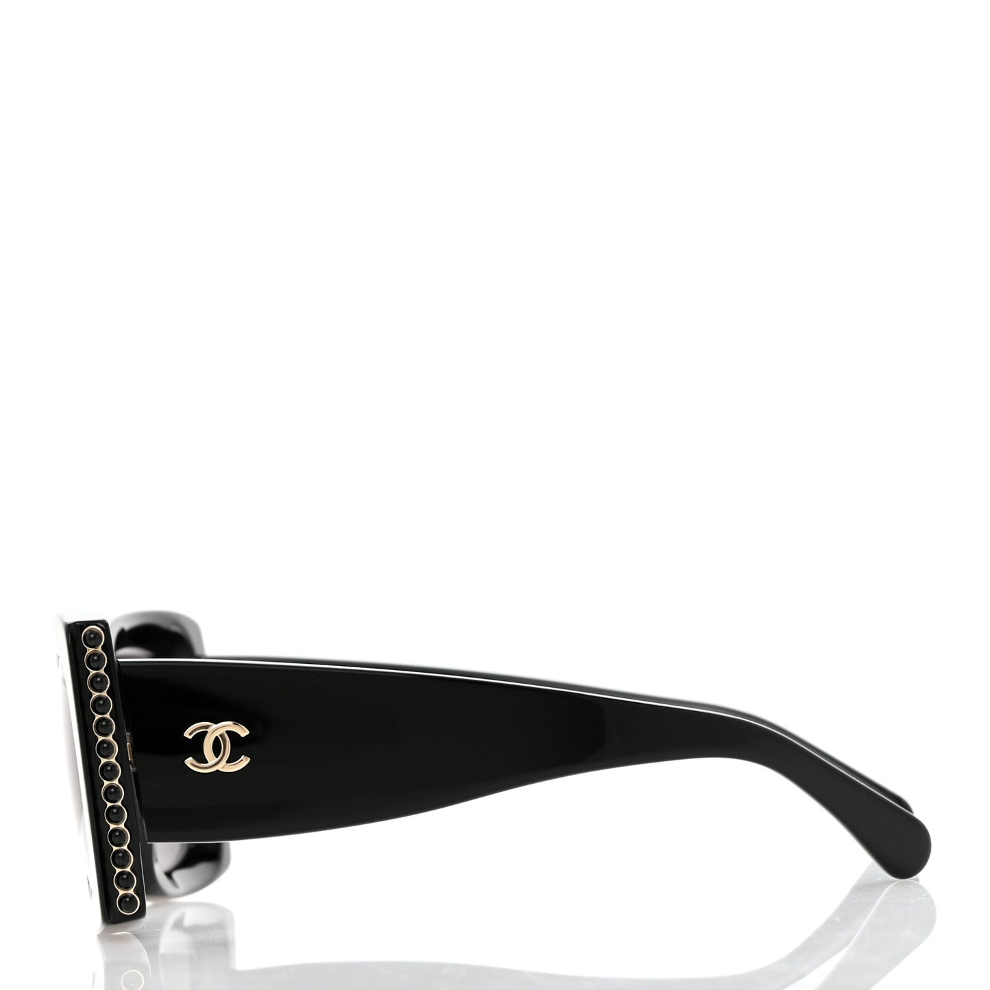 Acetate Pearl Rectangle Sunglasses 5480-H Black