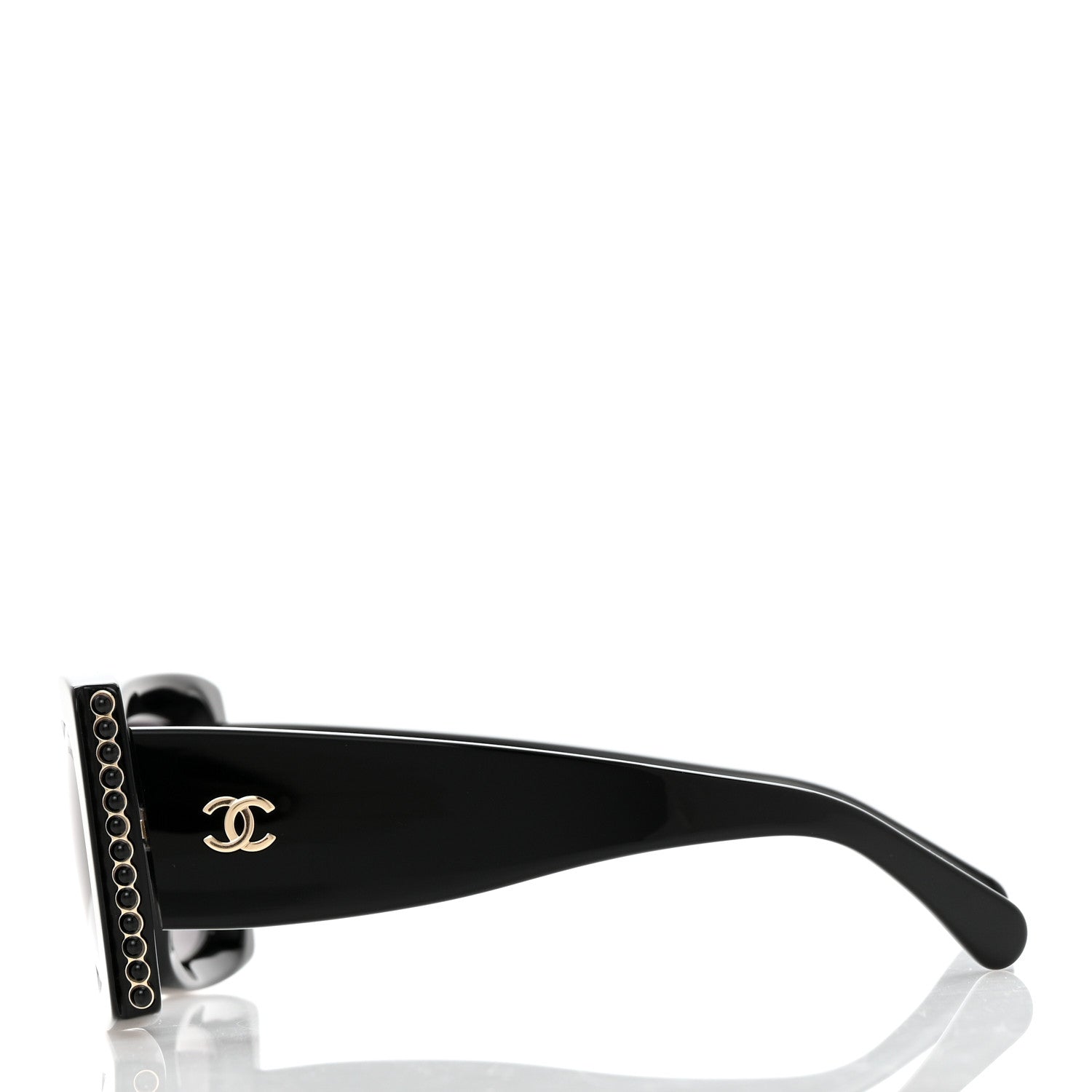 Chanel Acetate Pearl Rectangle Sunglasses 5480-H Black 3 of 11