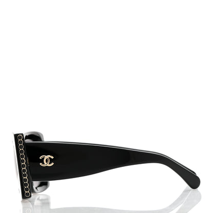 Chanel Acetate Pearl Rectangle Sunglasses 5480-H Black 3 of 11