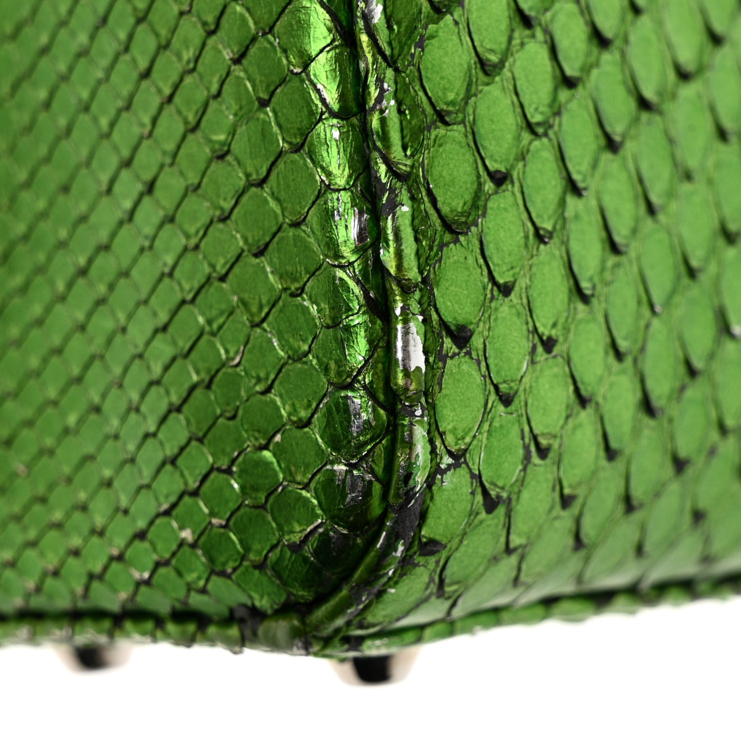 Metallic Snakeskin Mini Lady Dior Green