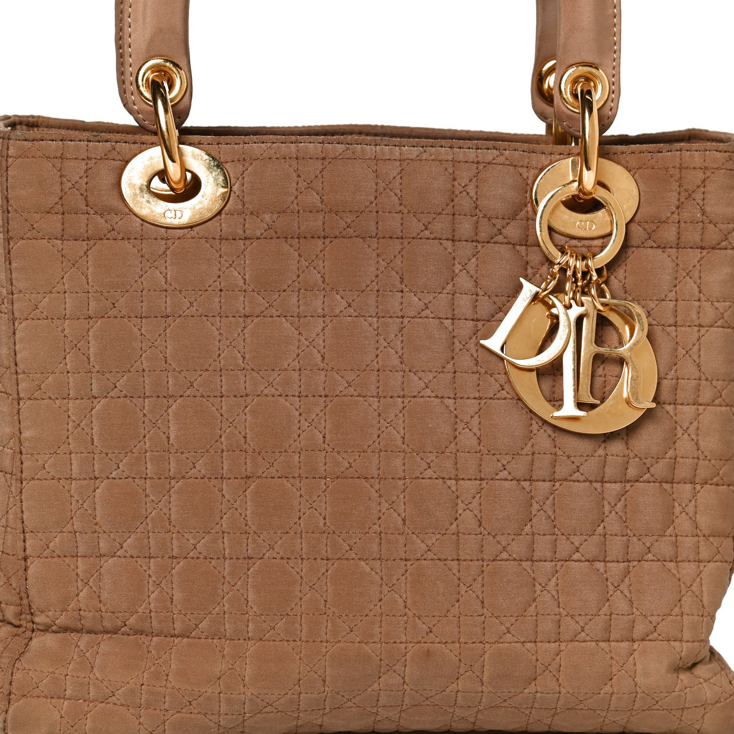 Nylon Cannage Medium Lady Dior Tan