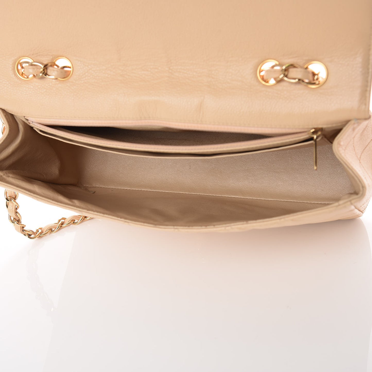 Caviar Quilted Jumbo Single Flap Beige Clair