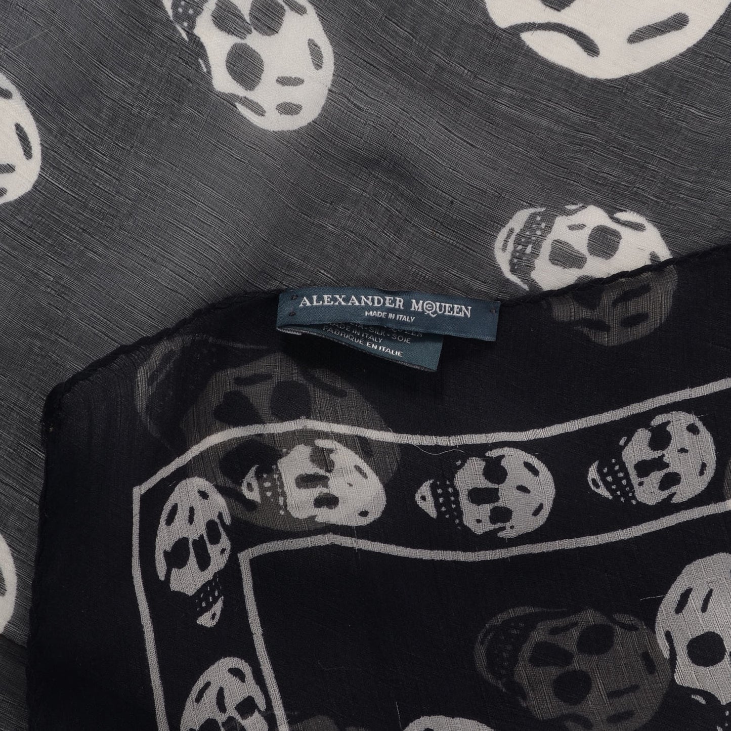 Silk Chiffon Skull Scarf Black Ivory