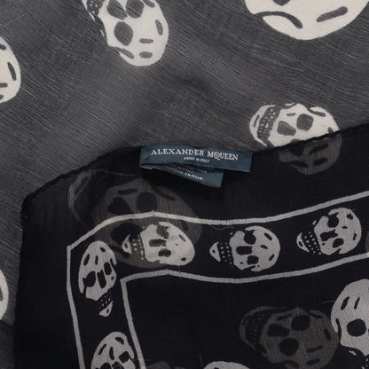 Alexander McQueen Silk Chiffon Skull Scarf Black Ivory 4 of 4
