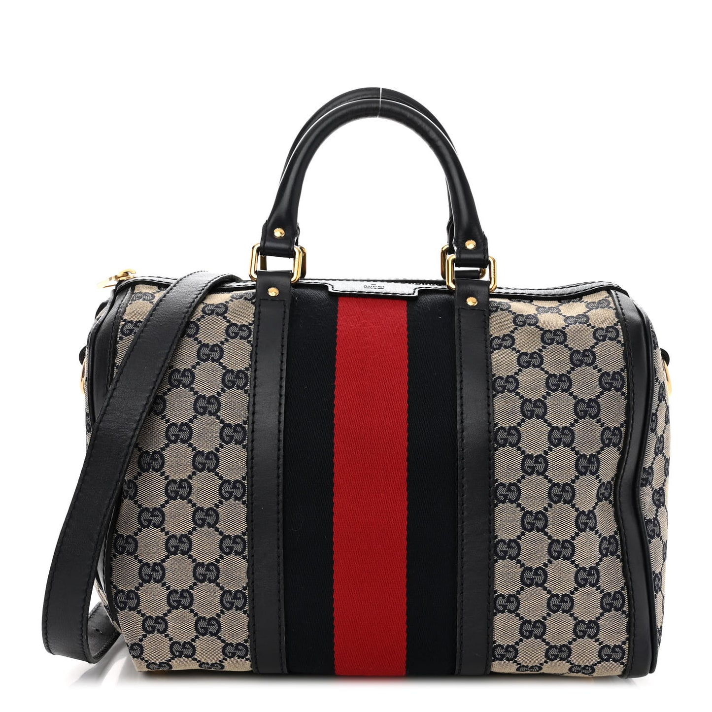 Monogram Selleria Calfskin Vintage Web Medium Boston Beige Blue