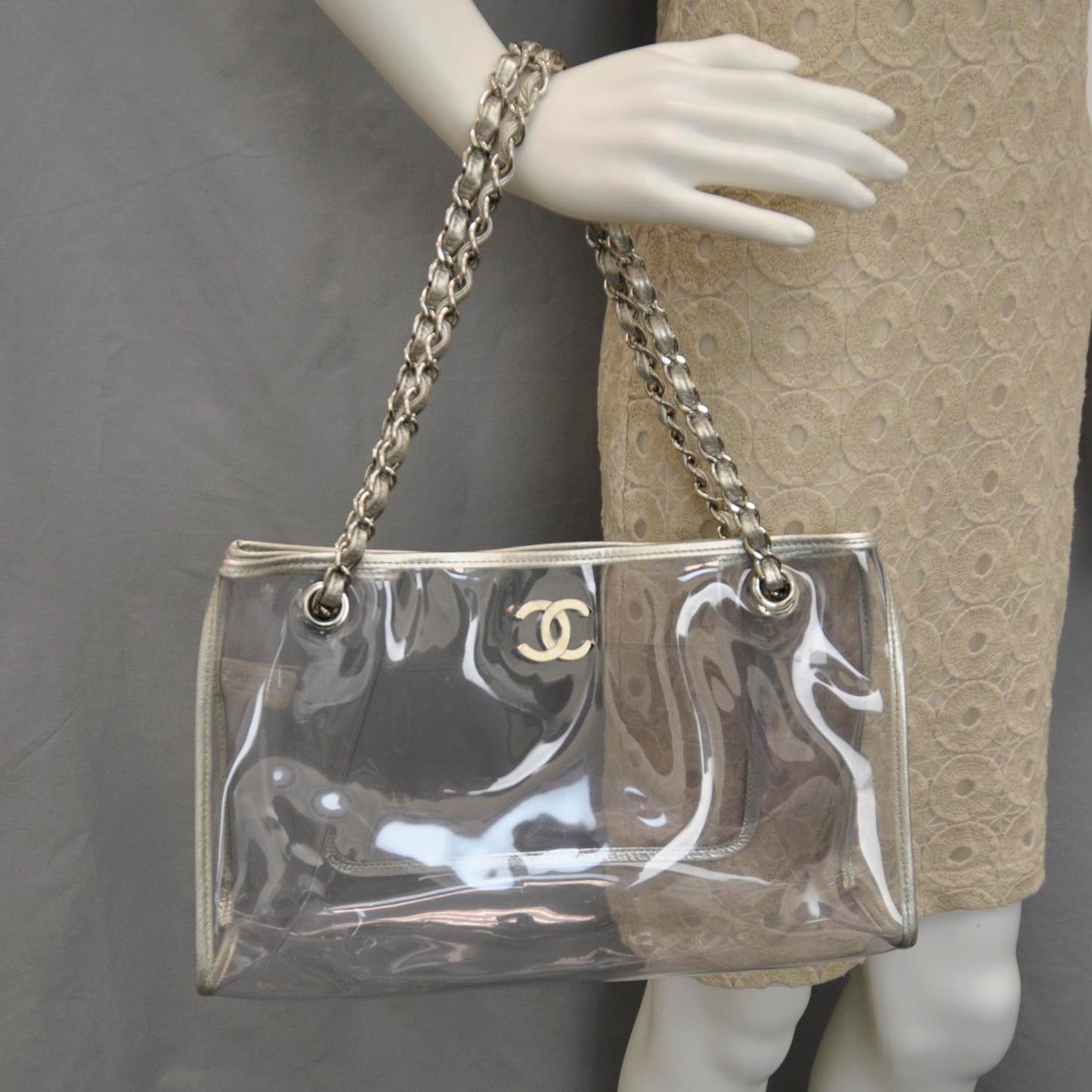 Vinyl Naked Tote Silver