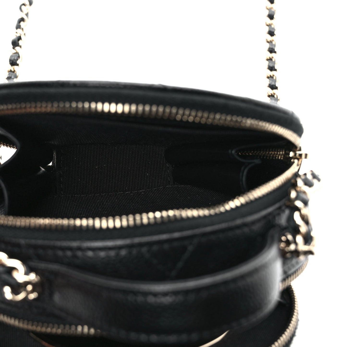 Caviar Quilted Round Handle With Care Vanity With Chain Black