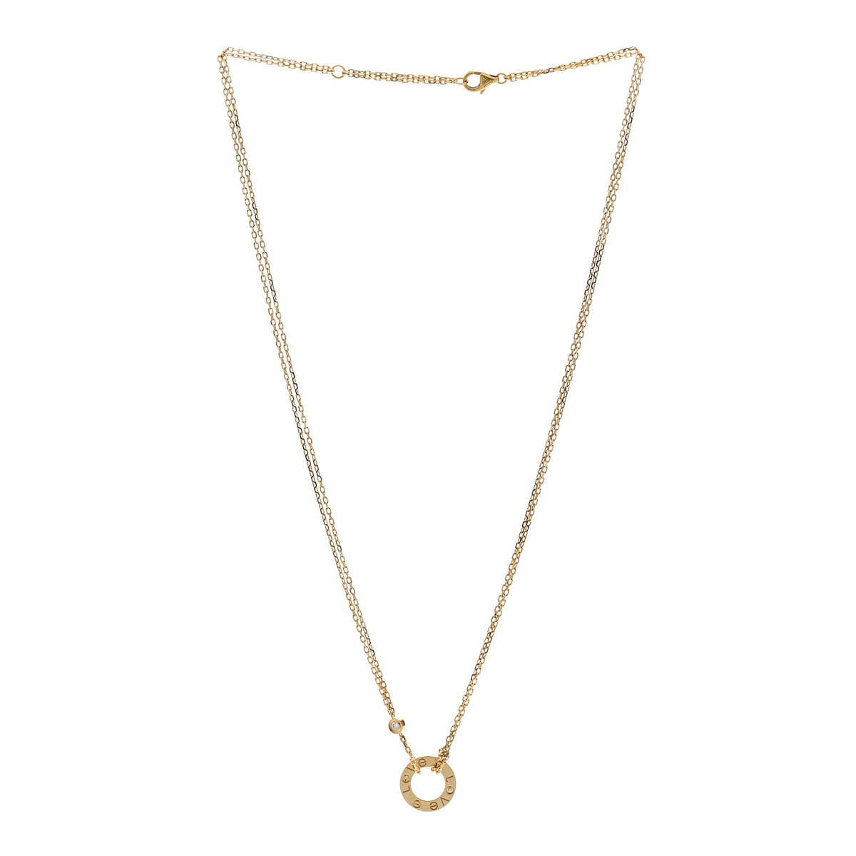 18K Yellow Gold 2 Diamond LOVE Necklace