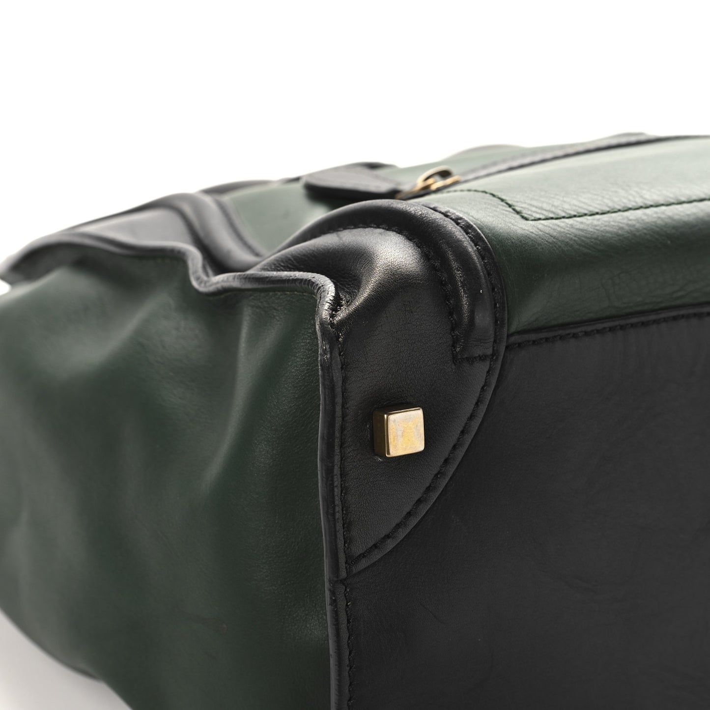 Smooth Calfskin Mini Bi-Color Luggage Forest Black