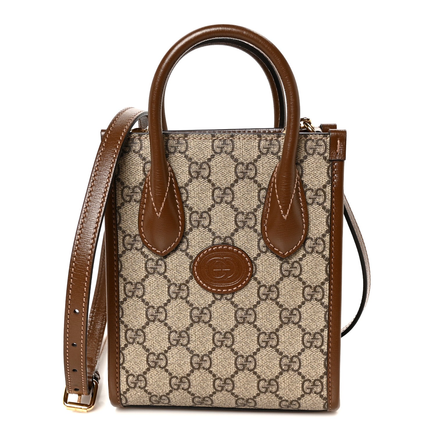 Gucci GG Supreme Monogram Azalea Calfskin Mini Retro Interlocking G Tote Bag Beige Ebony Brown Sugar 1 of 11
